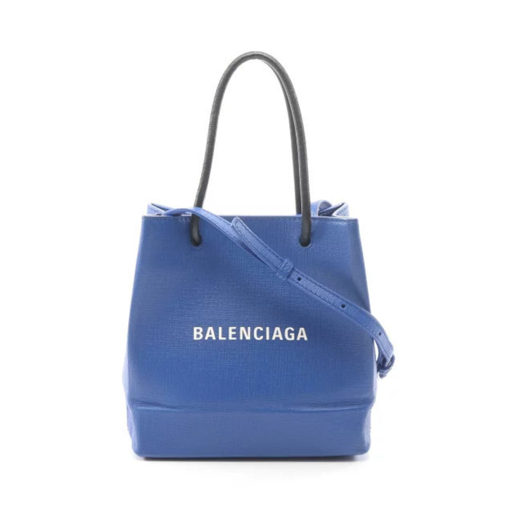 Balenciaga Shopping Tote Bag Leather Blue Black